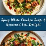 Spicy White Chicken Soup with Seasoned Tots Recipe