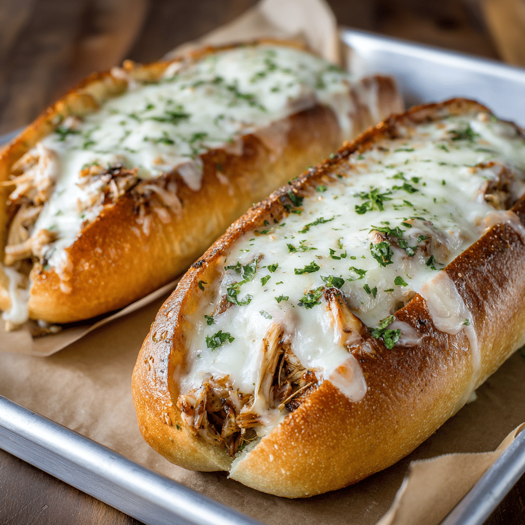 Slow Cooker Parmesan Garlic Chicken Sandwiches Recipe - Recipe Image