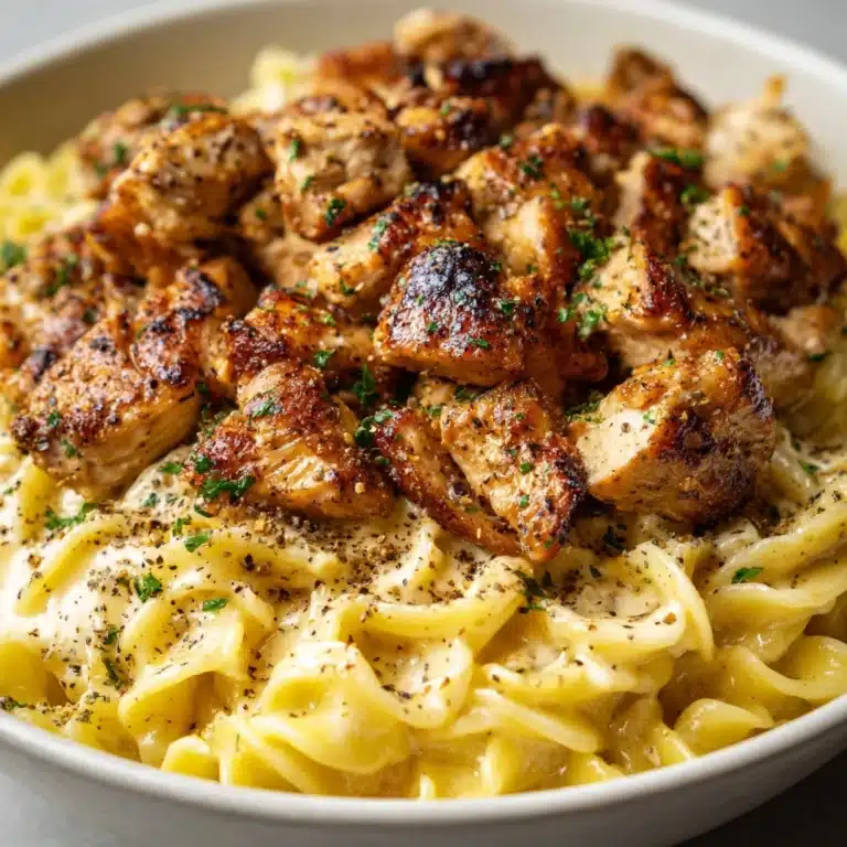 Garlic Butter Chicken Bites with Creamy Parmesan Pasta Recipe