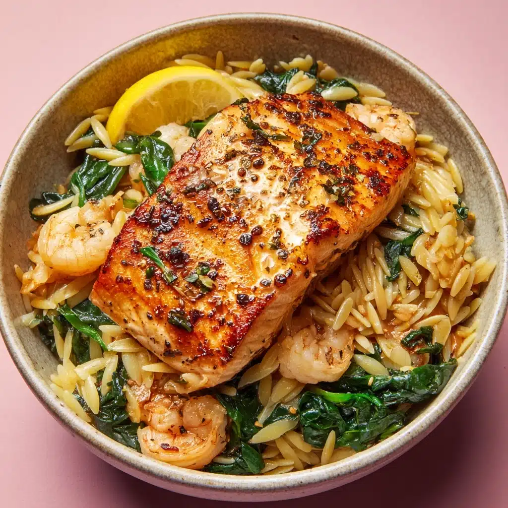 One-Skillet Salmon with Lemon Orzo Recipe - Recipe Image