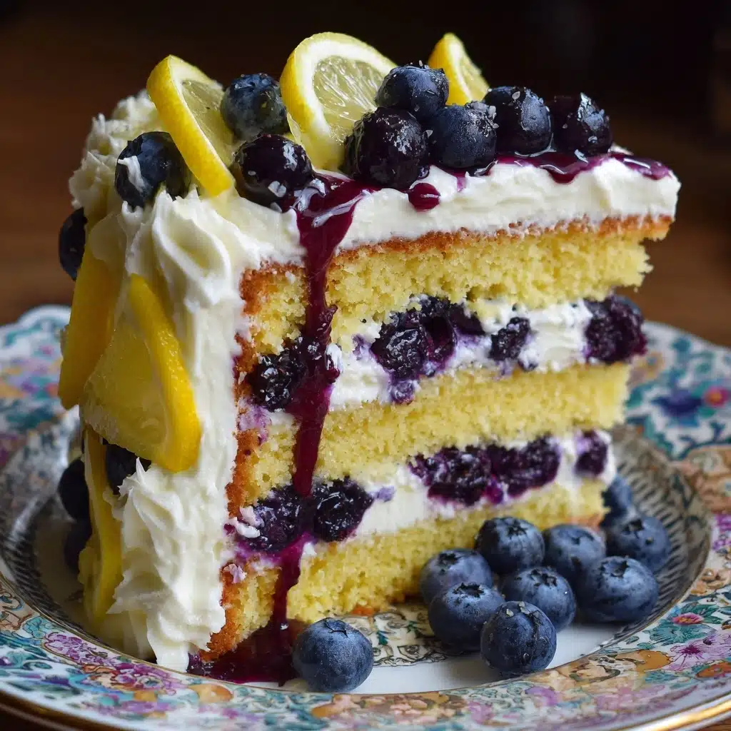 No-Bake Lemon Dazzling Blueberry Cream Cake Recipe - Recipe Image