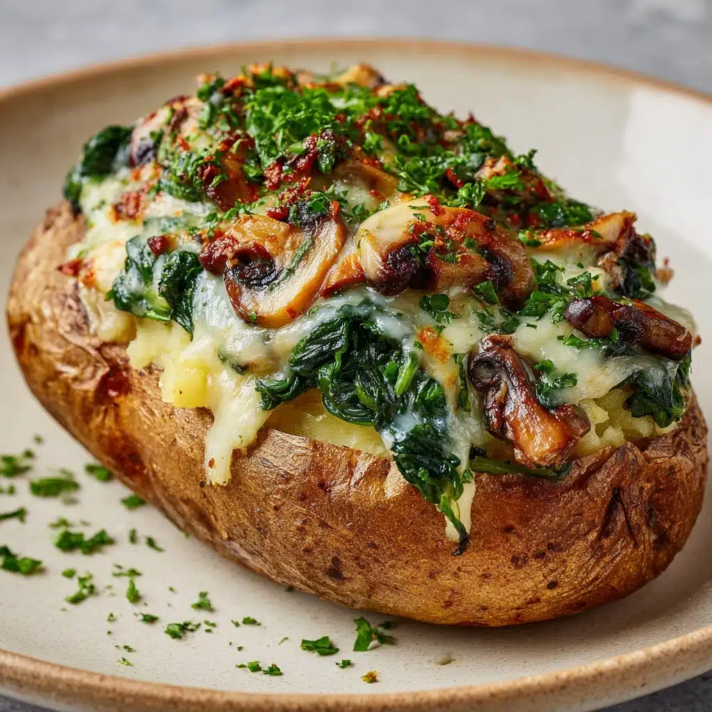 Baked Potatoes with Spinach, Cheese, and Mushrooms Recipe - Recipe Image