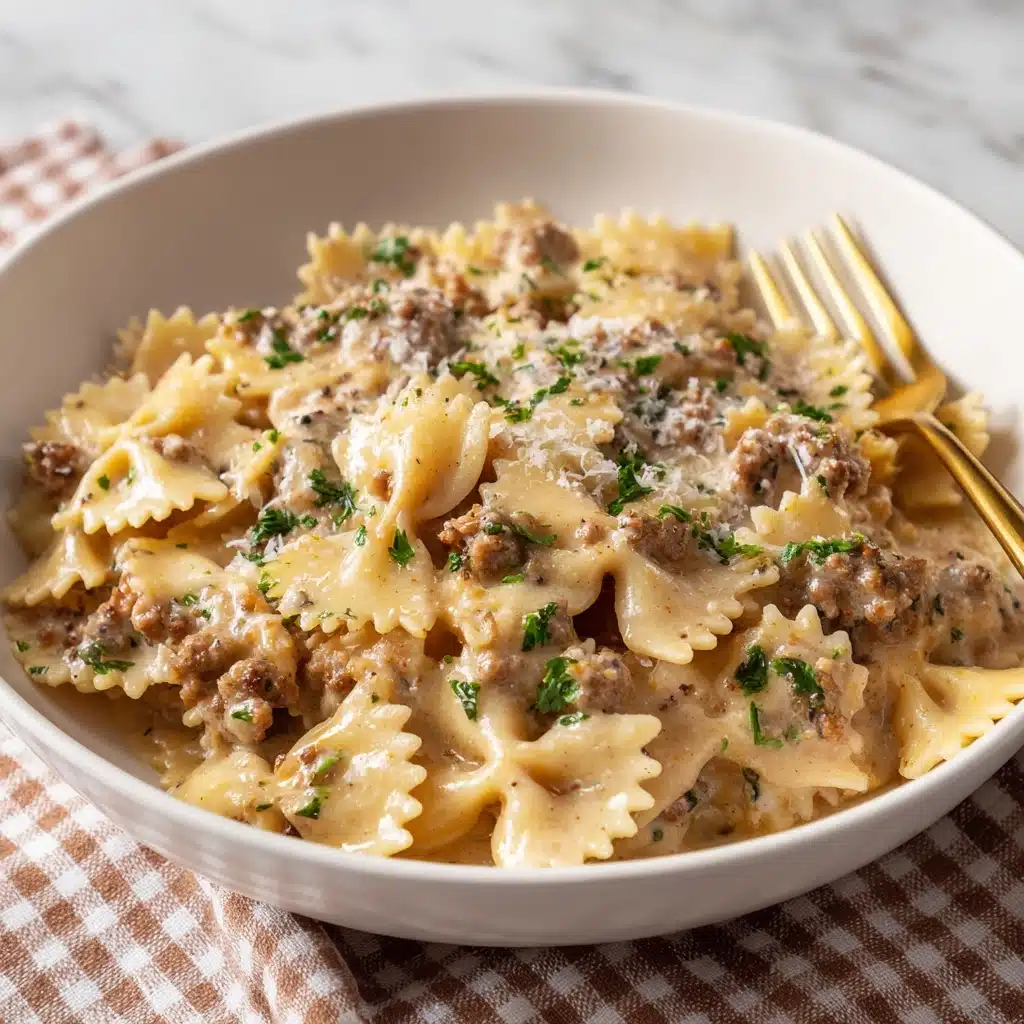Creamy Ground Beef and Bowtie Pasta Recipe - Recipe Image
