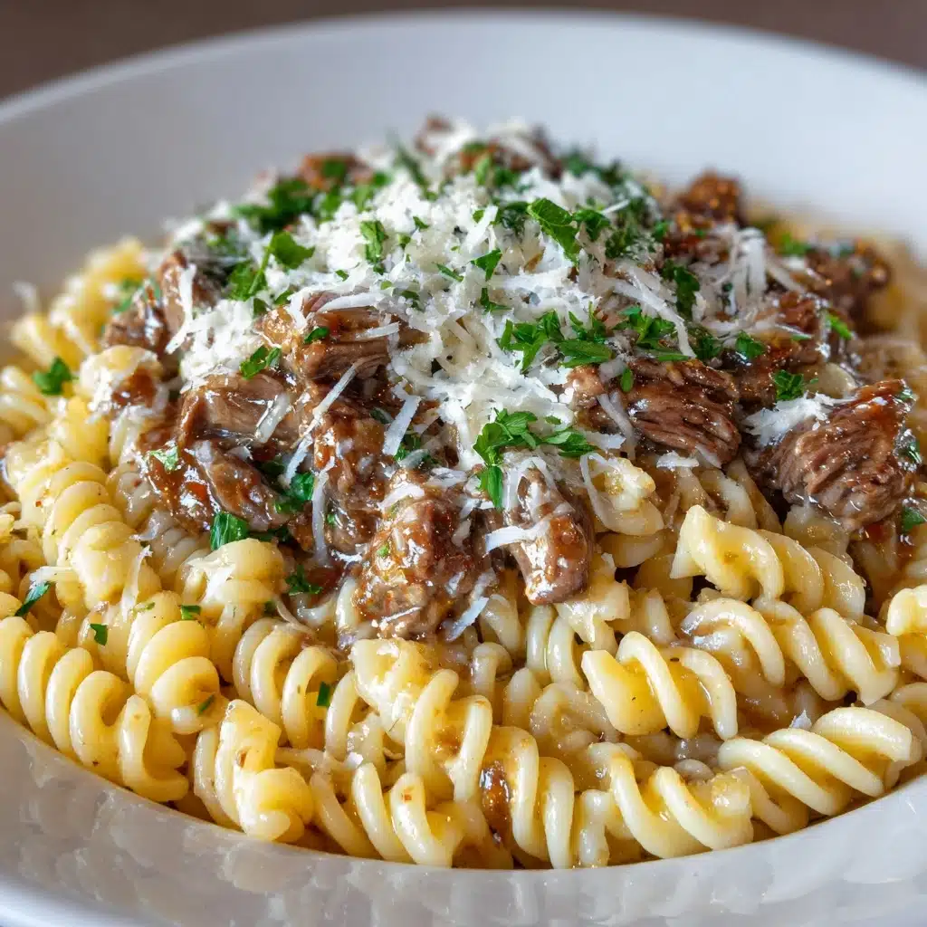 Beef and Rotini in Garlic Parmesan Sauce Recipe - Recipe Image