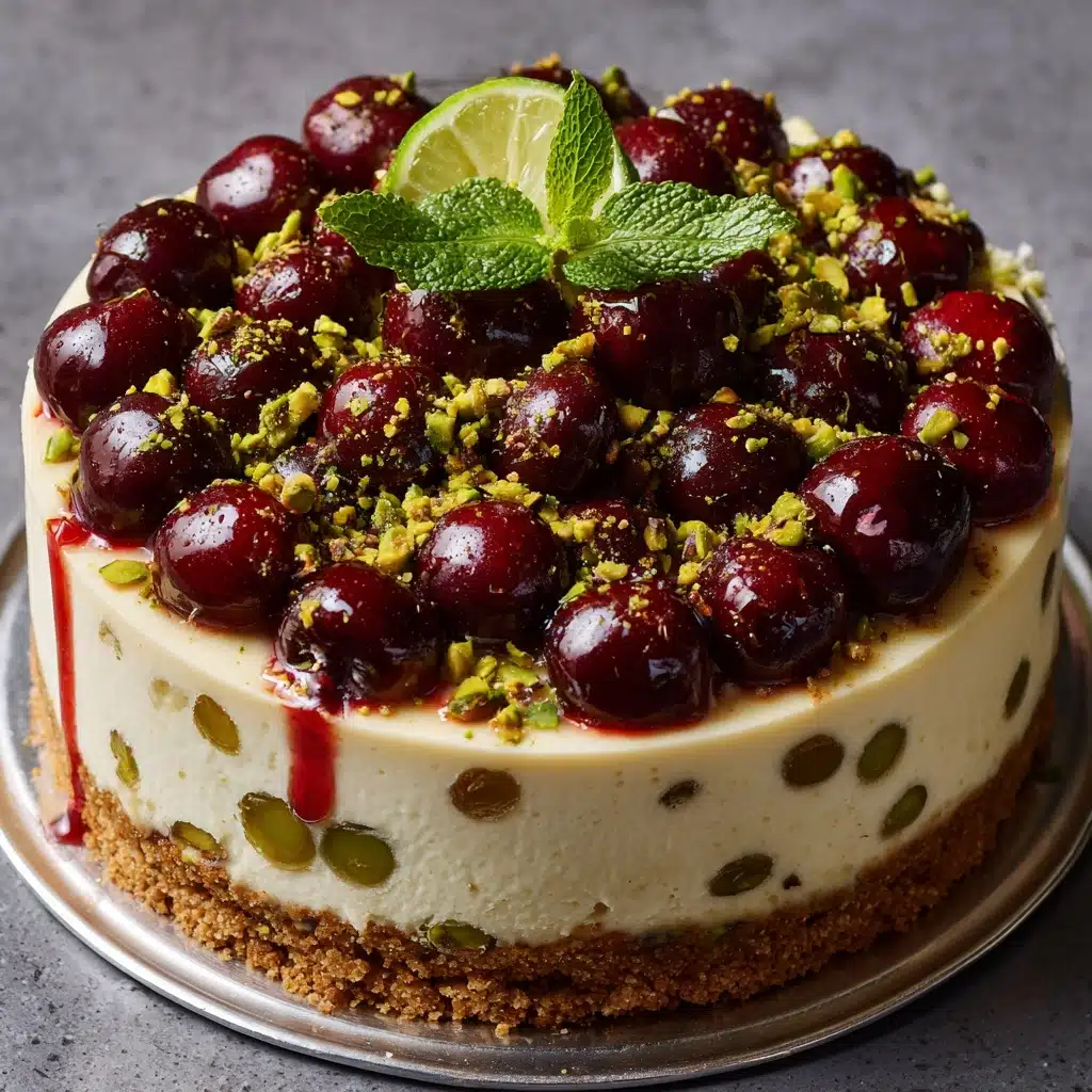 Luscious Lemon-Lime Cherry Pistachio Cheesecake Recipe - Recipe Image