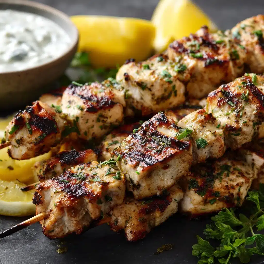 Greek Lemon Chicken Skewers with Tzatziki Sauce Recipe - Recipe Image
