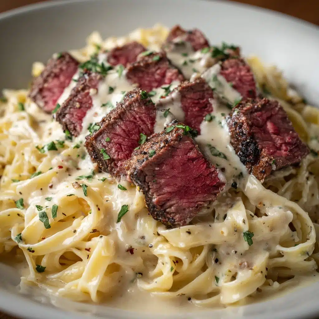Creamy Cajun Steak Alfredo Recipe - Recipe Image