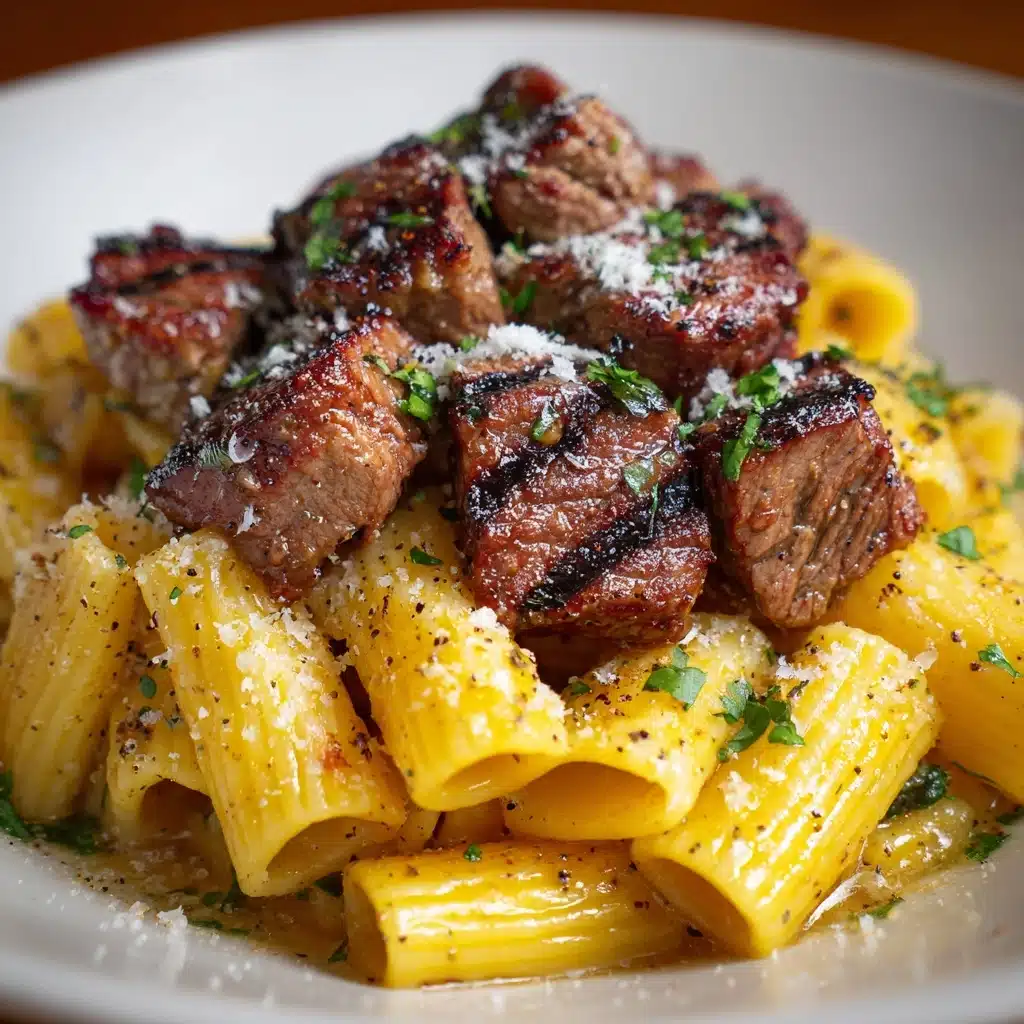 Garlic Butter Steak Tips with Cheesy Rigatoni Recipe - Recipe Image