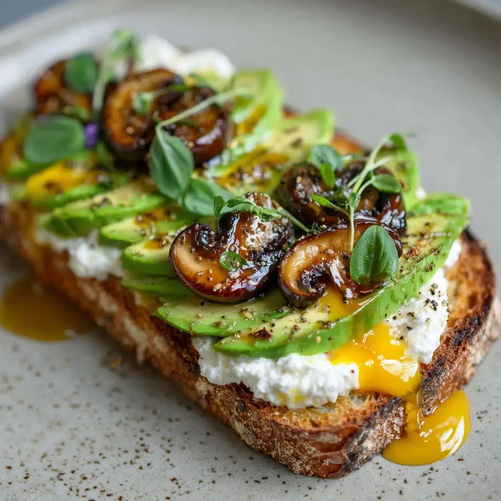 Vegan Avocado Toast with Mushrooms and Vegan Ricotta Recipe - Recipe Image