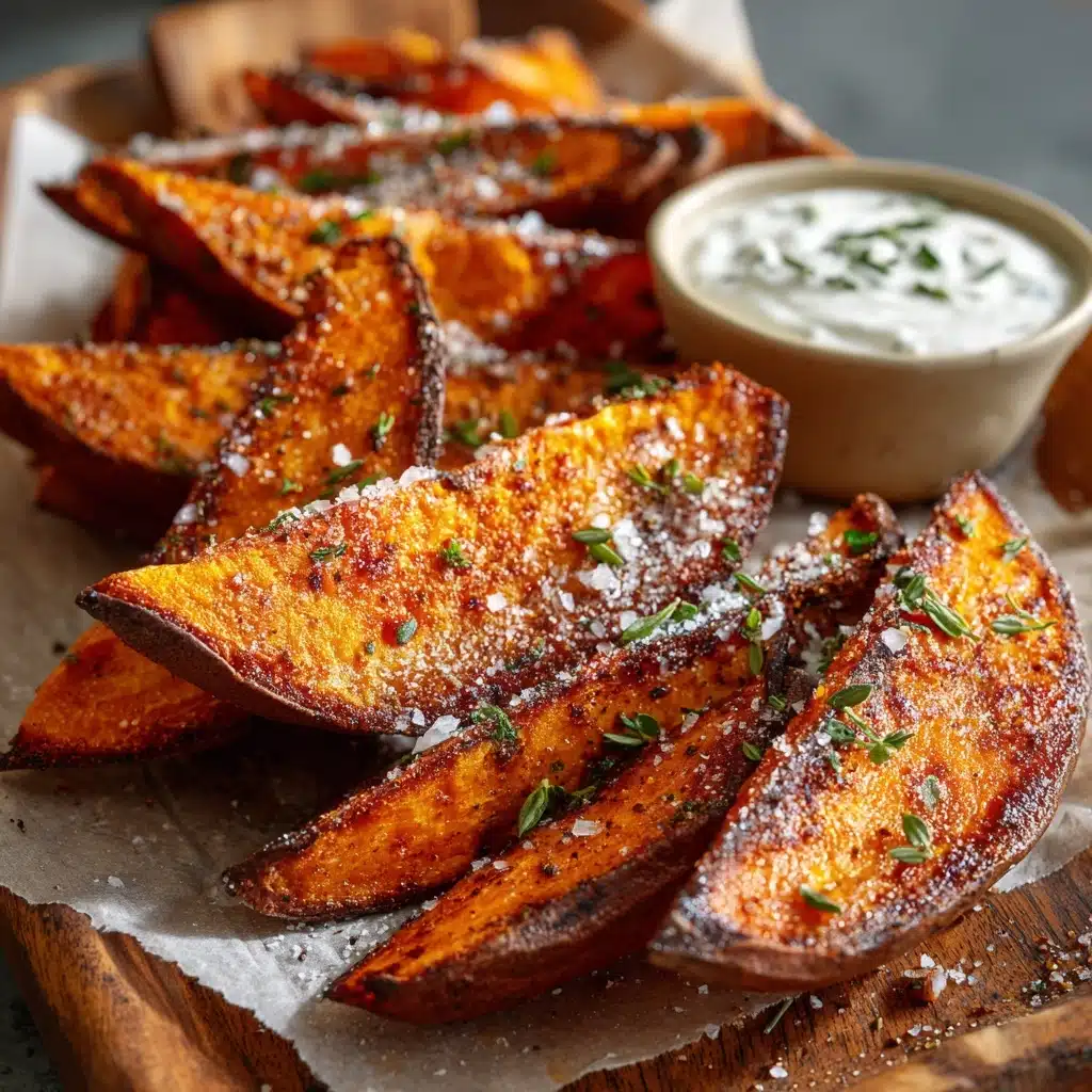 Garlic Parmesan Sweet Potato Wedges Recipe - Recipe Image