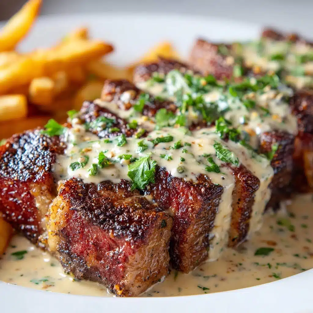 Steak with Creamy Garlic Sauce Recipe - Recipe Image