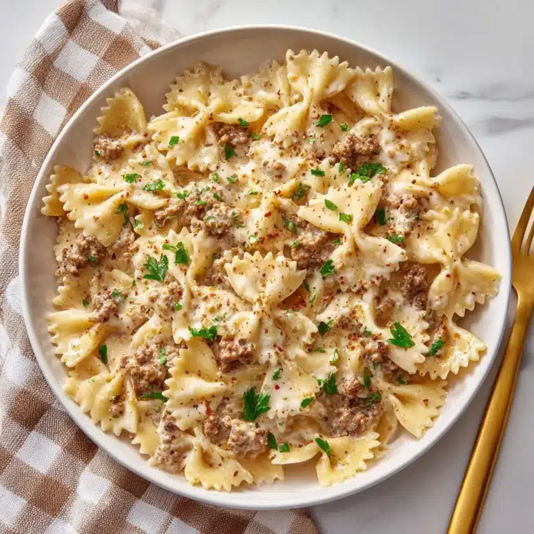 Creamy Ground Beef and Bowtie Pasta Recipe