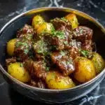 Slow Cooker Garlic Butter Beef Bites & Potatoes Recipe
