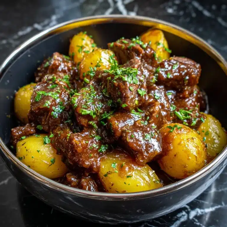 Slow Cooker Garlic Butter Beef Bites & Potatoes Recipe