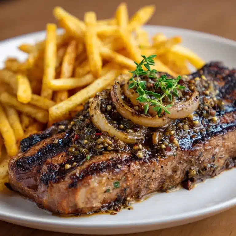 Ribeye Steak with French Onions and Fries Recipe