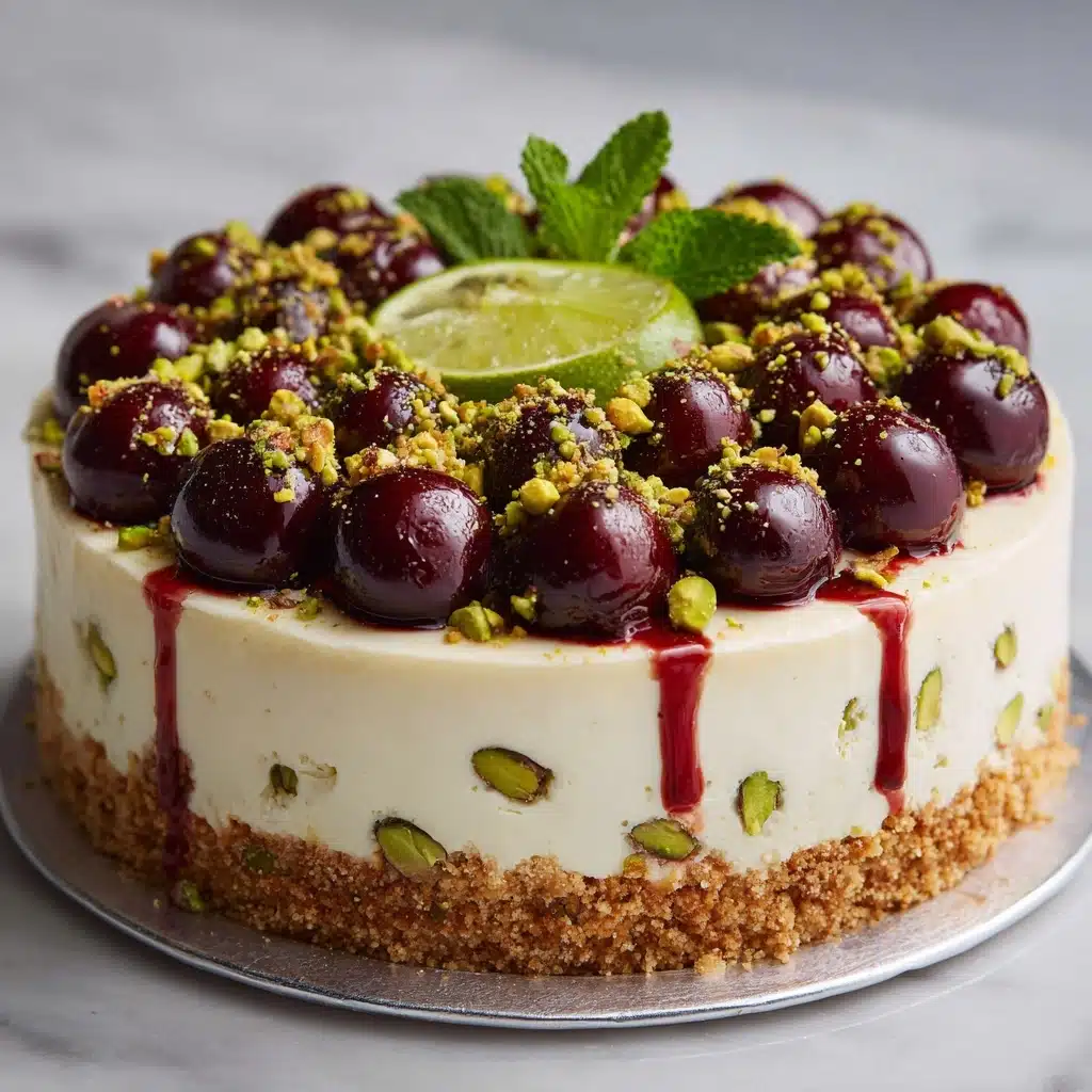 Luscious Lemon-Lime Cherry Pistachio Cheesecake Recipe - Recipe Image