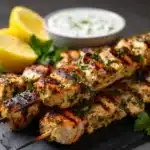 Greek Lemon Chicken Skewers with Tzatziki Sauce Recipe