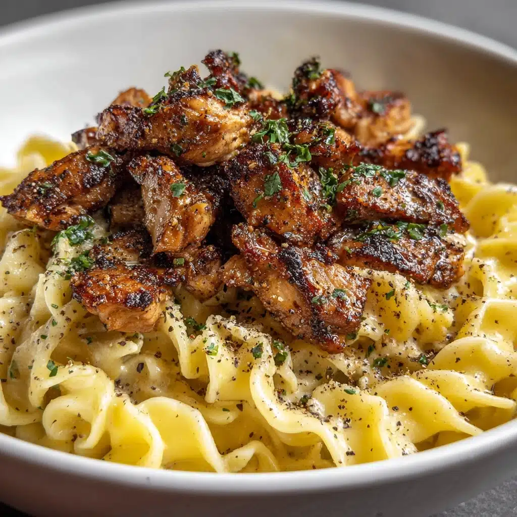 Garlic Butter Chicken Bites with Creamy Parmesan Pasta Recipe - Recipe Image