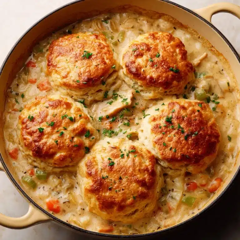 Skillet Chicken Pot Pie with Parmesan Herb Butter Biscuits Recipe
