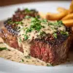 Steak with Creamy Garlic Sauce Recipe
