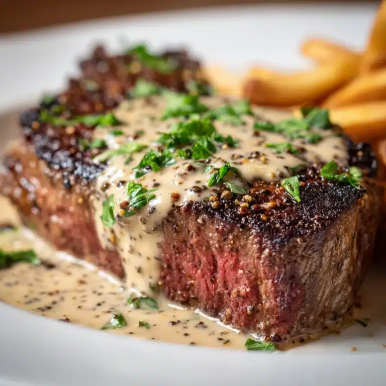 Steak with Creamy Garlic Sauce Recipe