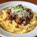 Beef and Rotini in Garlic Parmesan Sauce Recipe