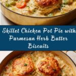 Skillet Chicken Pot Pie with Parmesan Herb Butter Biscuits Recipe