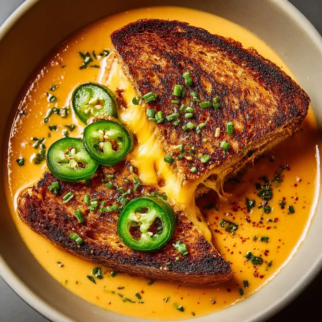 Spicy Jalapeño Popper Soup with Grilled Cheese Dippers Recipe - Recipe Image