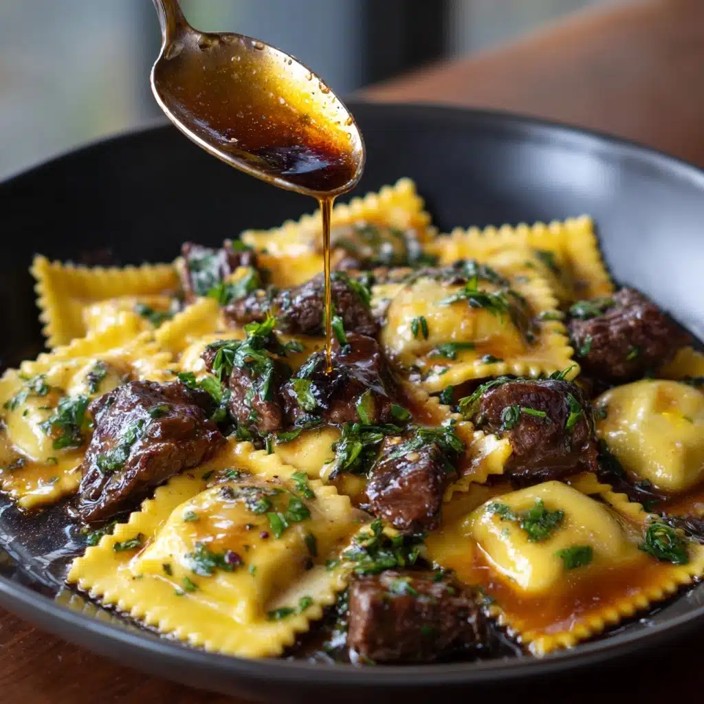 One-Skillet Garlic Butter Steak & Cheese Ravioli Recipe - Recipe Image