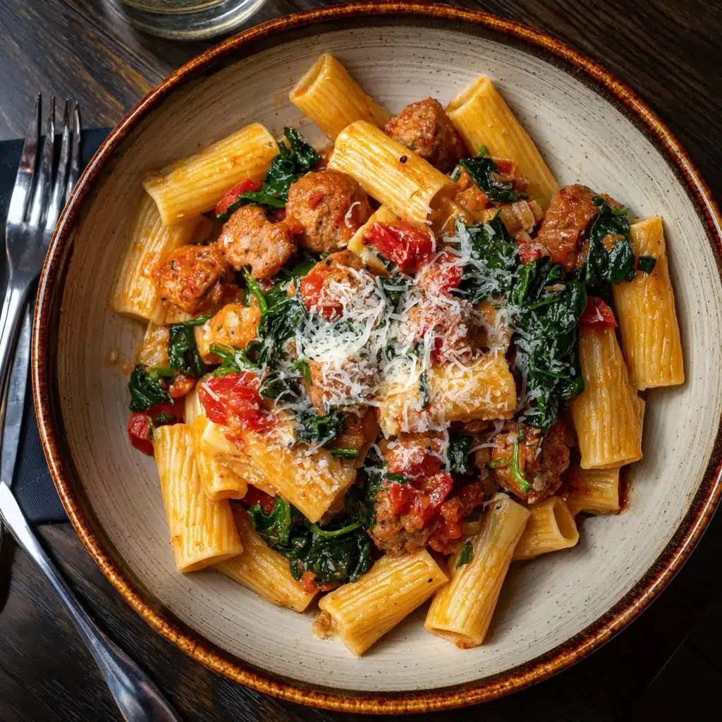 Spicy Paccheri with Sausage & Greens Recipe - Recipe Image