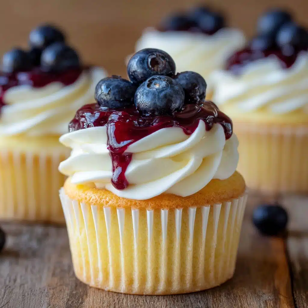 White Chocolate Blueberry Cheesecake Cupcakes Recipe - Recipe Image