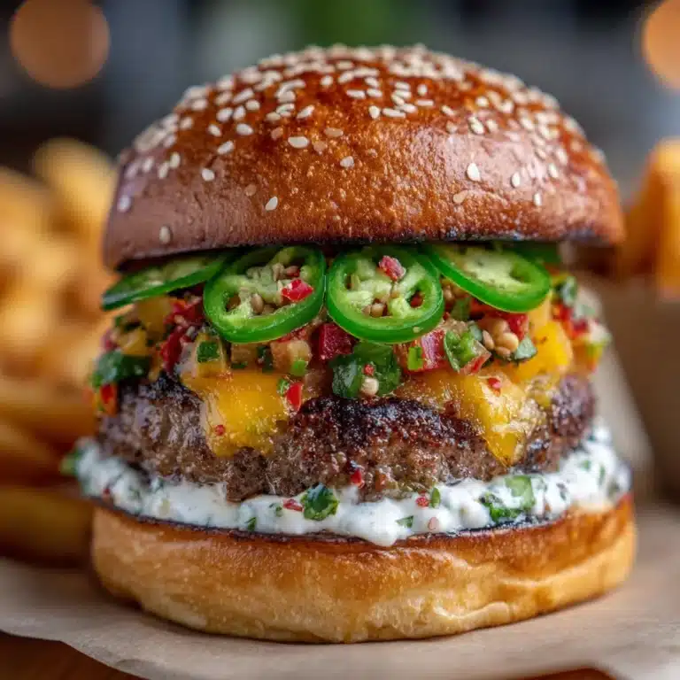 Double-Decker Jalapeño Popper Smash Burger with Ranch Drizzle Recipe