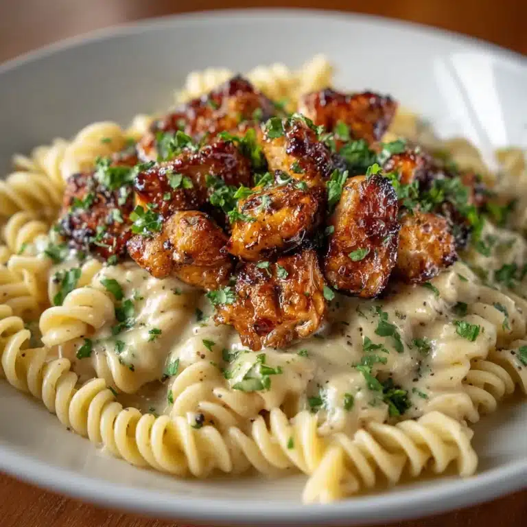 Garlic Butter Chicken Bites & Spicy Cajun Alfredo Twisted Pasta Recipe