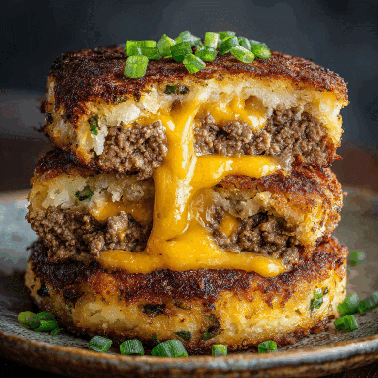 Cheesy Beef Stuffed Potato Cakes Recipe