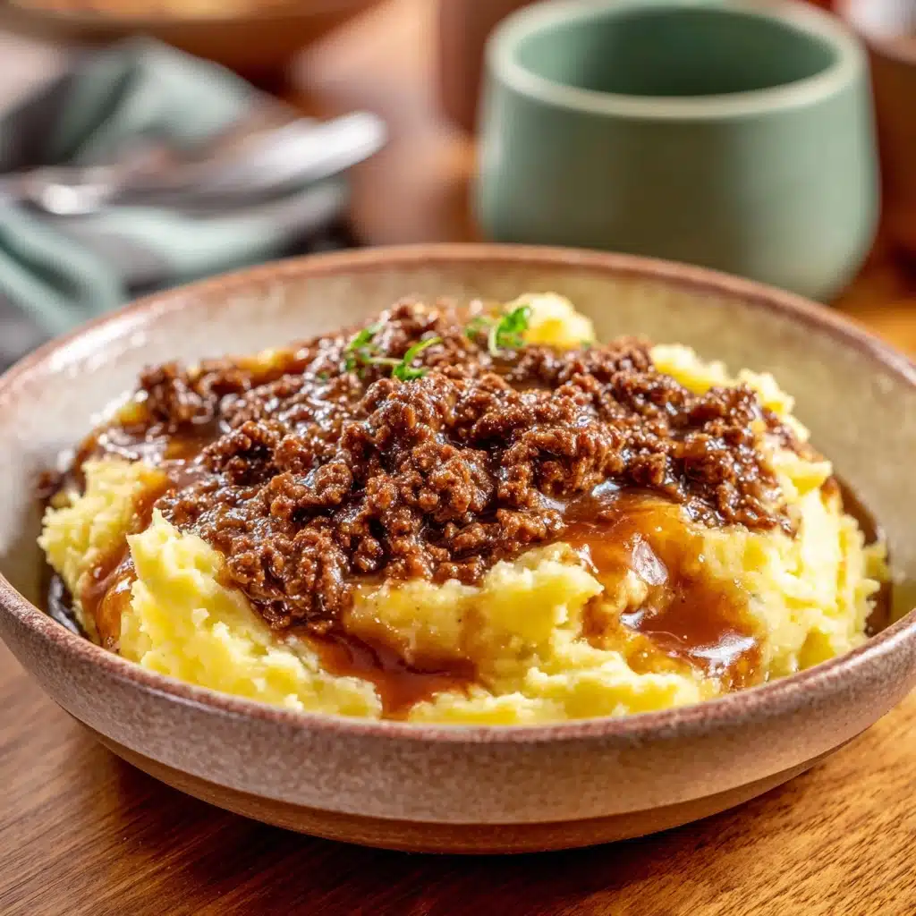 Ground Beef and Gravy Over Mashed Potatoes Recipe - Recipe Image