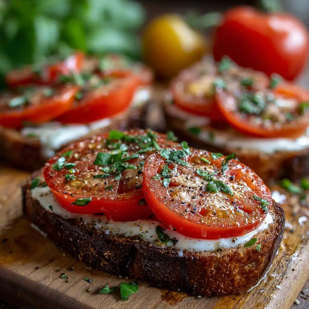 Garlic & Cheese Tomato Toast Recipe - Recipe Image