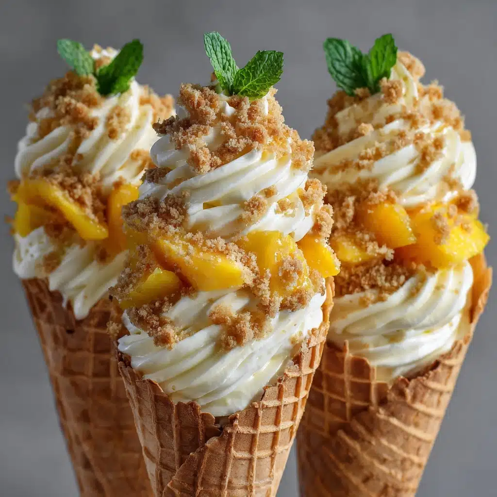 Peach Cobbler Cheesecake Cones Recipe - Recipe Image