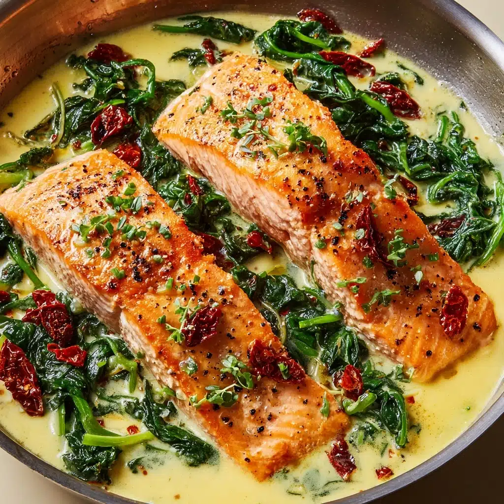 Creamy Garlic Butter Tuscan Salmon Recipe - Recipe Image