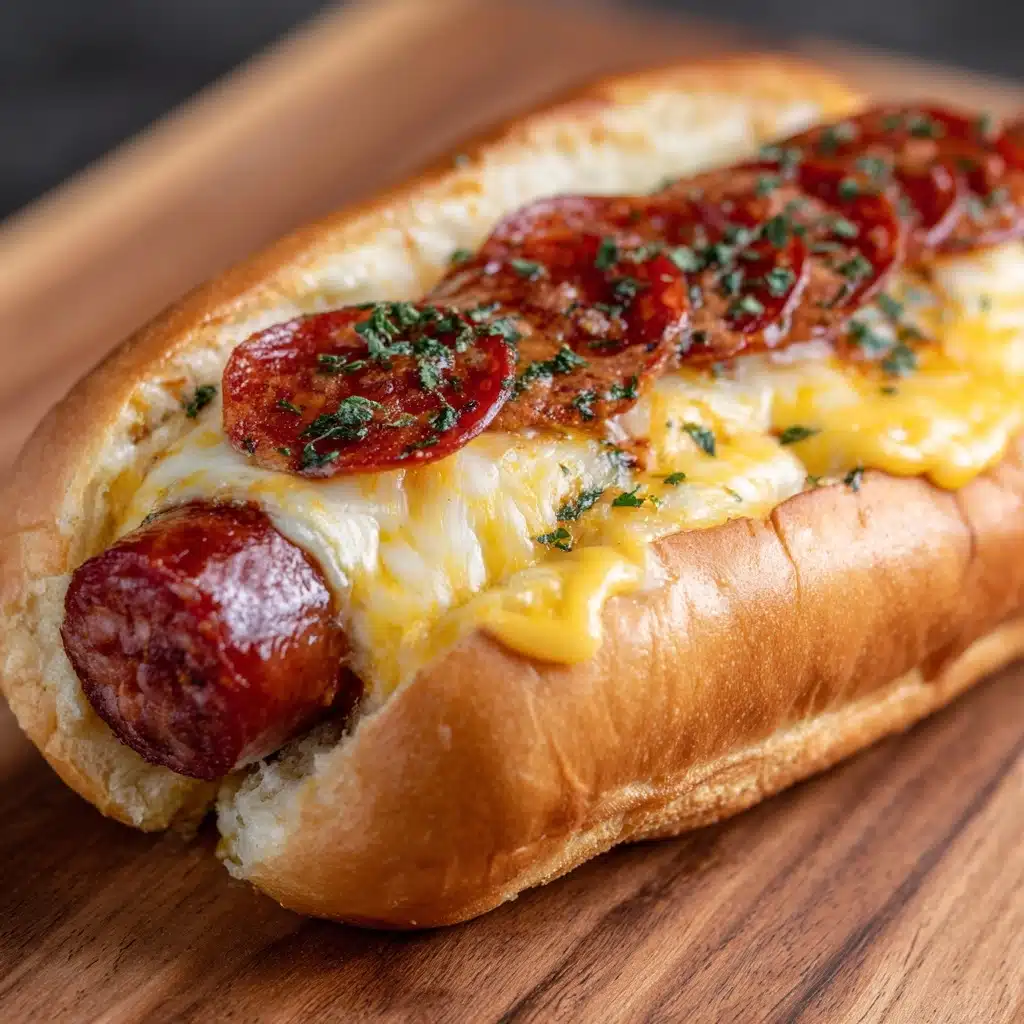 Huge Cheese Dog Sandwich with a Pizza Slice Inside Recipe - Recipe Image