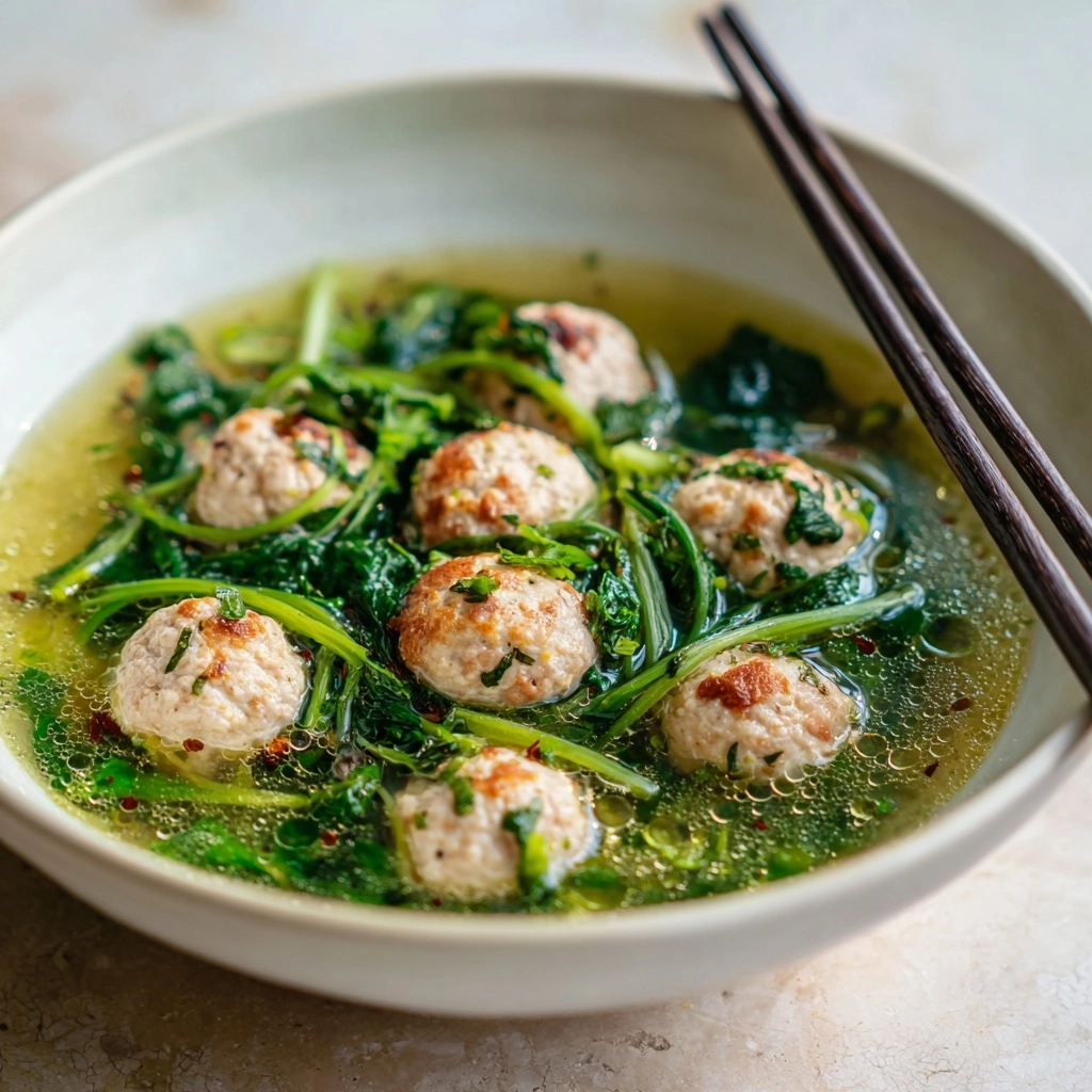 Vietnamese Mustard Green Soup with Shrimp Balls Recipe - Recipe Image