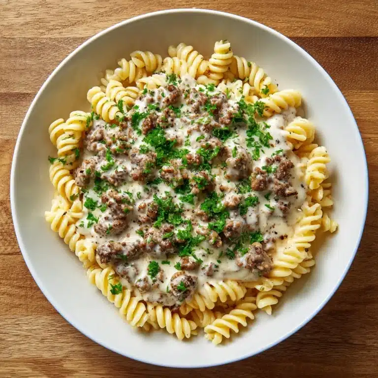Beef and Rotini in Garlic Parmesan Sauce Recipe