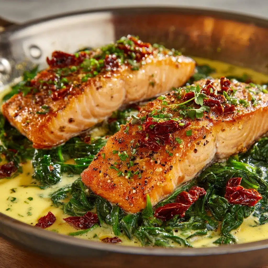 Creamy Garlic Butter Tuscan Salmon Recipe - Recipe Image