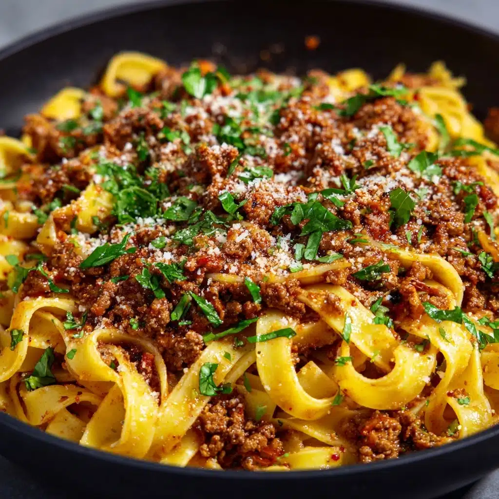 One-Pot Creamy Beef and Garlic Butter Pasta Recipe - Recipe Image