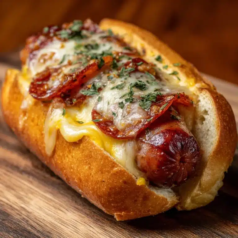 Huge Cheese Dog Sandwich with a Pizza Slice Inside Recipe