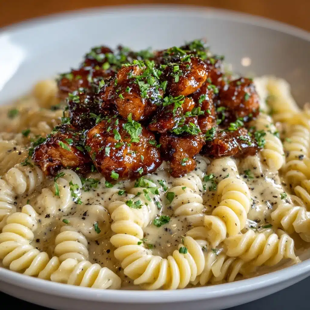Garlic Butter Chicken Bites & Spicy Cajun Alfredo Twisted Pasta Recipe - Recipe Image
