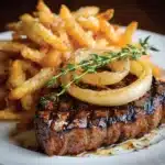 Ribeye Steak with French Onions and Fries Recipe