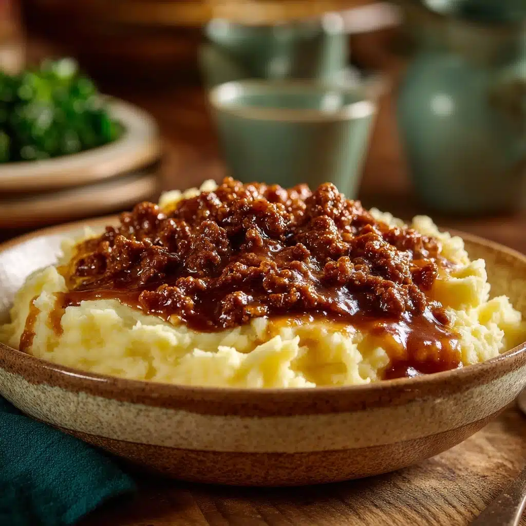 Ground Beef and Gravy Over Mashed Potatoes Recipe - Recipe Image