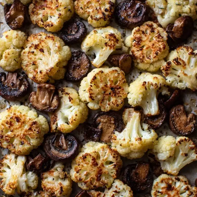 Garlicy Roasted Cauliflower & Mushrooms Recipe