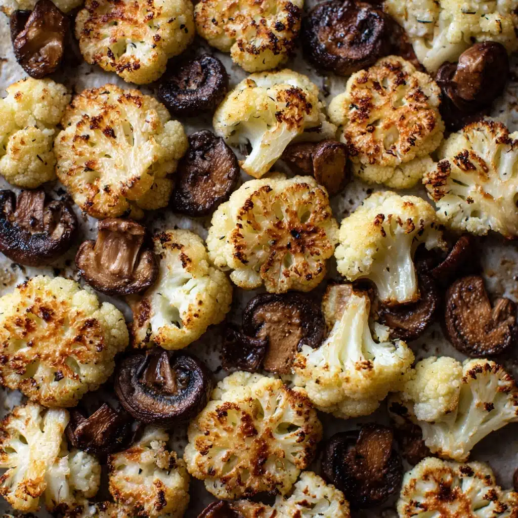 Garlicy Roasted Cauliflower & Mushrooms Recipe
