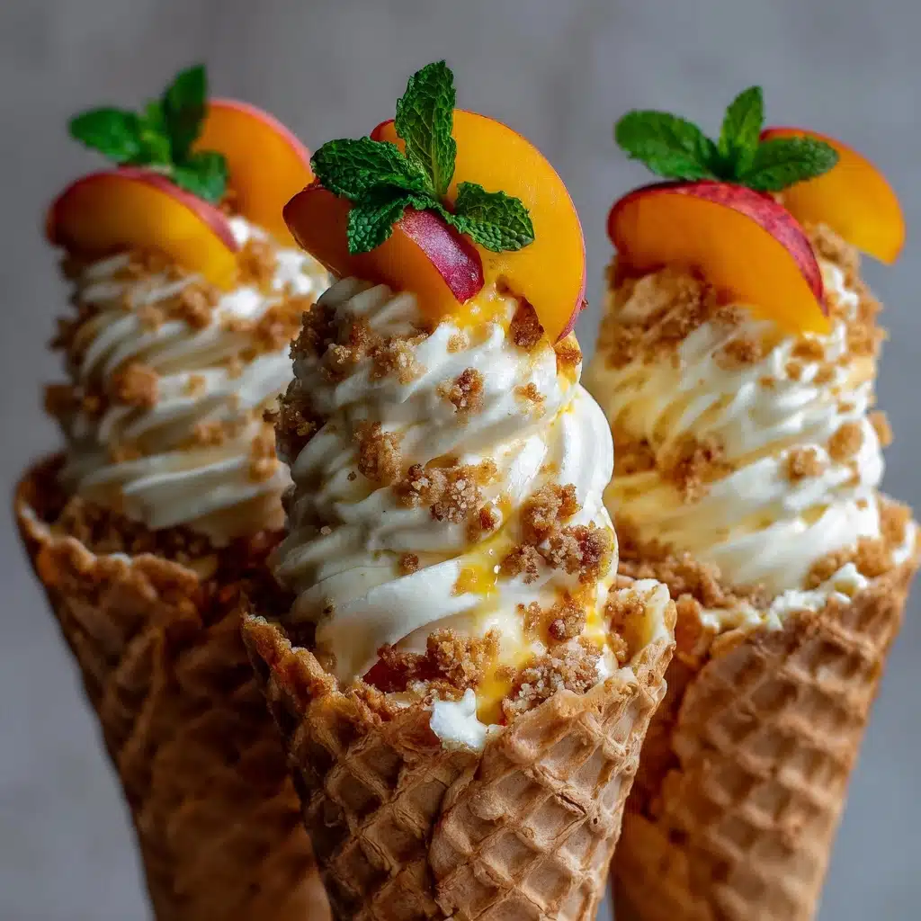 Peach Cobbler Cheesecake Cones Recipe - Recipe Image